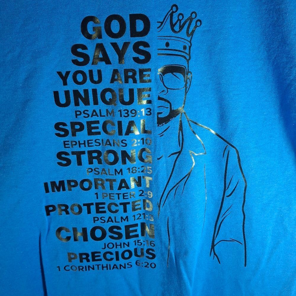 Blue Graphic Faith-Based Men's Short Sleeve Tee